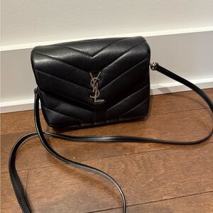 Yves Saint Laurent Black Chevron Crossbody Bag